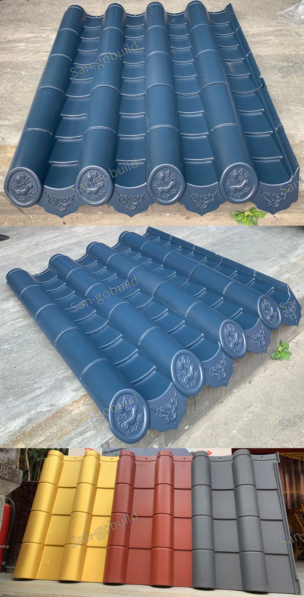 Easy Installing Building Material Plastic Roofing Sheet Type Clay Roof Tile Design Temple Rooftop