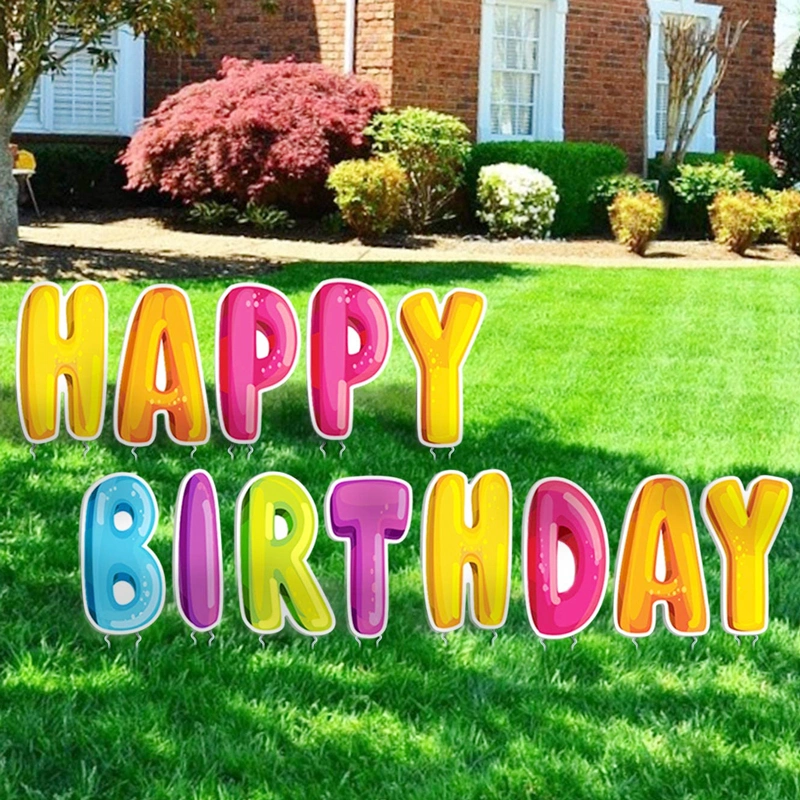 Happy Birthday PP Corrugated Plastic Sheet Coroplast Yard Sign Corflute Corrugated Plastic PP Sign for Advertising Outdoor Lawn Decorations