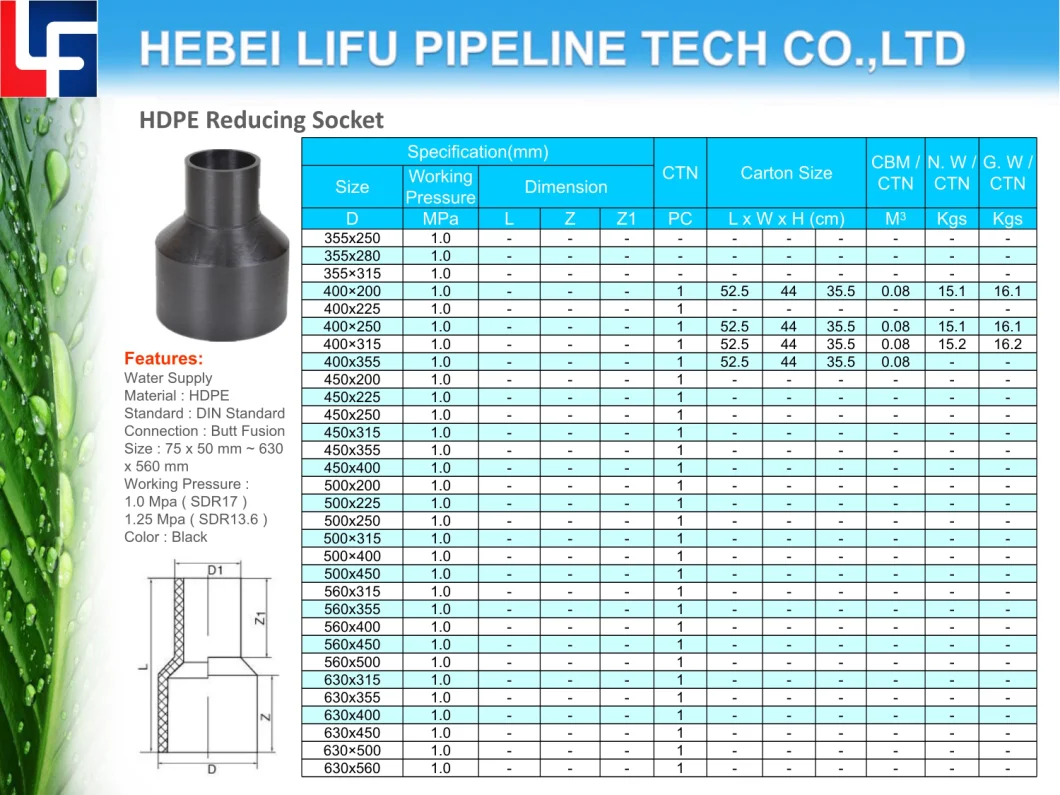High Quality Large Diameter Plastic Pipe Fittings HDPE100 Pipe Tee and Fittings HDPE Butt Fusion Pipe Fittings for Water Supply DIN Standard SDR11 SDR13.6 SDR17