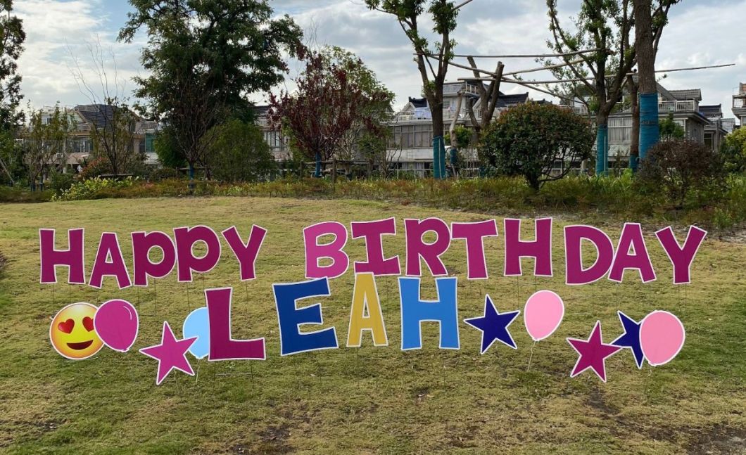 Outdoor Lawn Coroplast Boy Sweet 16 Happy Birthday Letter Yard Signs Corrugated Plastic with H Stakes