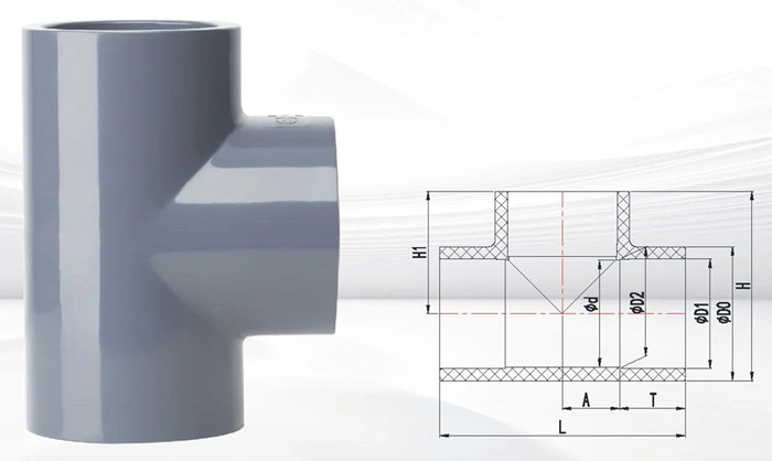 High Quality Plastic Pipe Fittings UPVC Reducing Tee Pipe and Fittings High Pressure UPVC Pipe Fittings for Industrial System DIN Standard & ASTM Sch80 Standard
