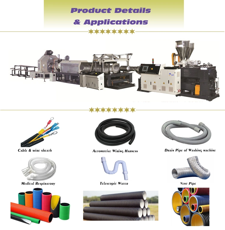 16-63mm PP PE PVC Steel Wire Spiral Single Double Wall Corrugated Plastic Pipe Extruder Making Machine Line