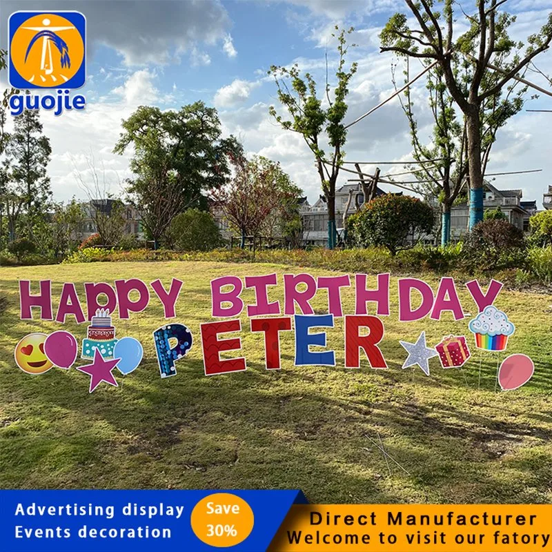 happy birthday corrugated coroplast outdoor alphabet code sign