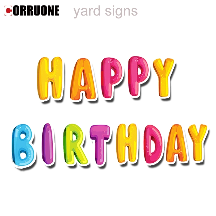 Happy Birthday PP Corrugated Plastic Sheet Coroplast Yard Sign Corflute Corrugated Plastic PP Sign for Advertising Outdoor Lawn Decorations