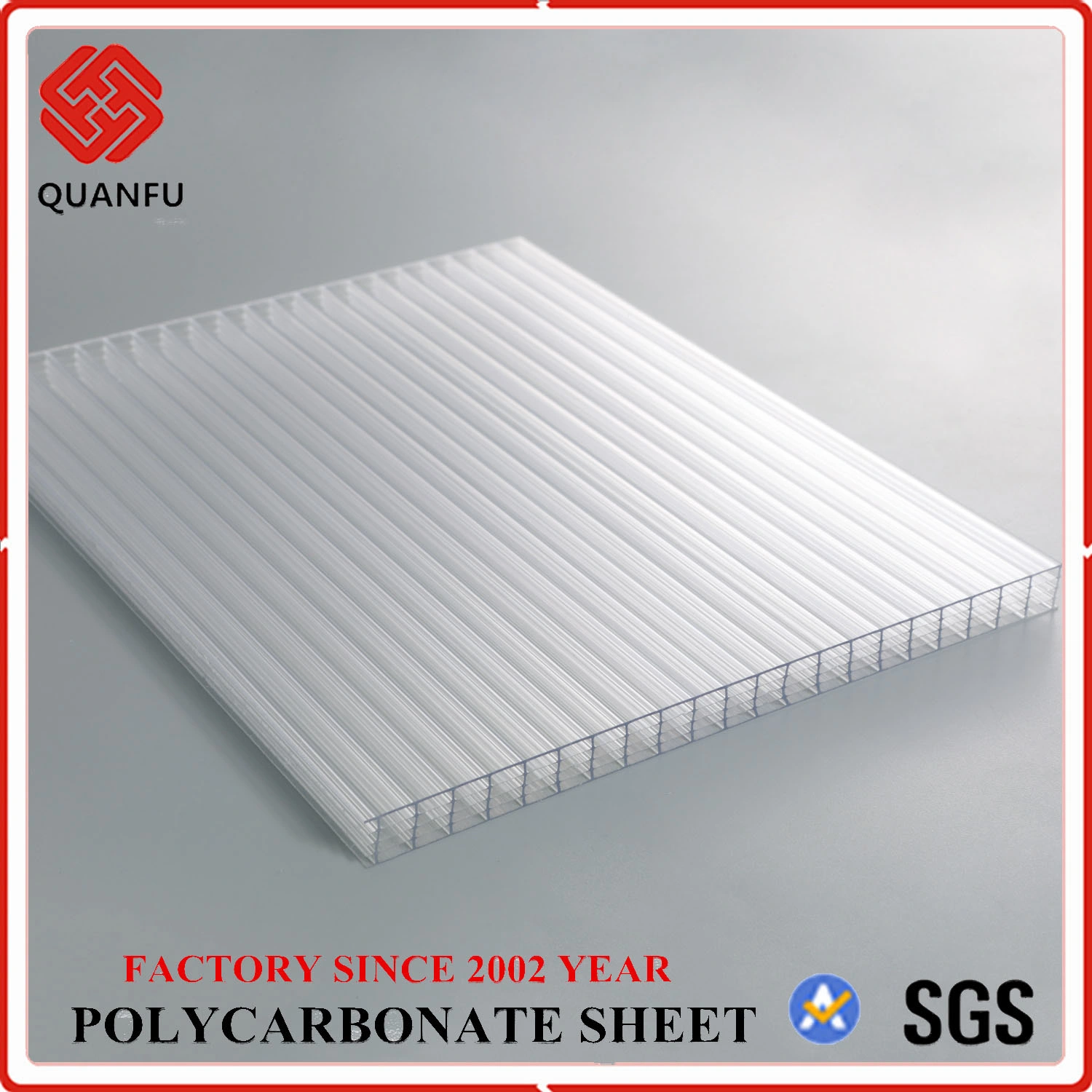 8mm Two Wall Hollow Polycarbonate Sheet for Greenhouse / Greenhouse Polycarbonate Sheet