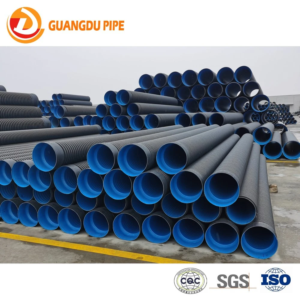 Black HDPE Large Flexible Drainage Culvert Double Wall Plastic Corrugated Pipe