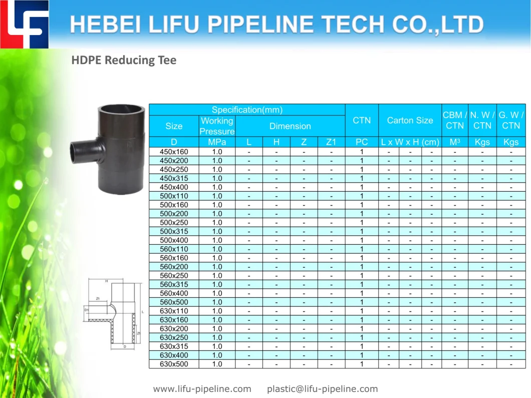 High Quality Large Diameter Plastic Pipe Fittings HDPE100 Pipe Tee and Fittings HDPE Butt Fusion Pipe Fittings for Water Supply DIN Standard SDR11 SDR13.6 SDR17