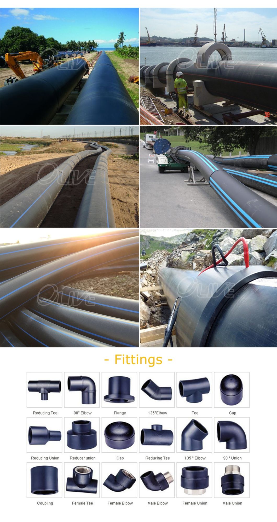 8 Inch 25mm 1000mm Diameter HDPE Water Corrugated Pipe Plastic 250mm PE Tube