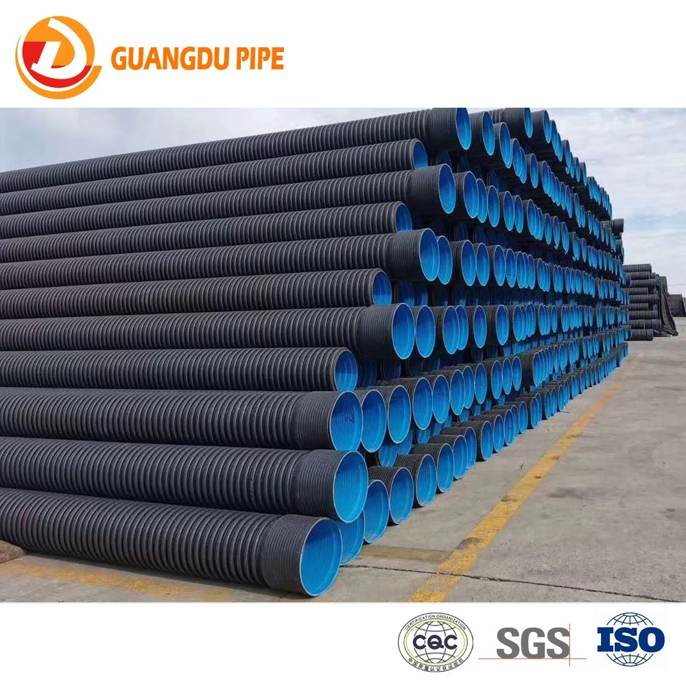 Black HDPE Large Flexible Drainage Culvert Double Wall Plastic Corrugated Pipe