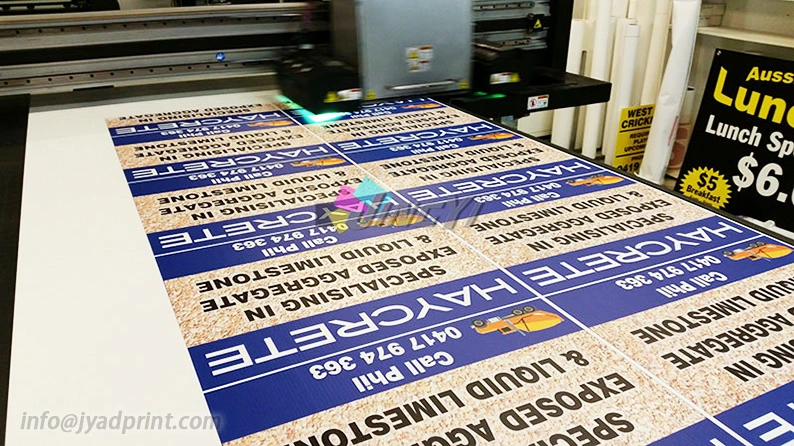 High resolution digital printed meter showing Coroplast banner board logo