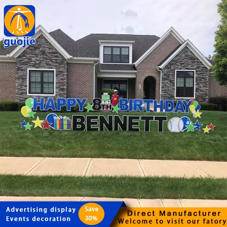 Outdoor Lawn Coroplast Boy Sweet 16th Birthday Letter Yard Logo Corrugated Plastic Band H Pile